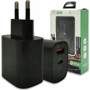 No name USB Wall Charger with USB‑C Cable DC09T‑W (black) — single‑port mains adapter
