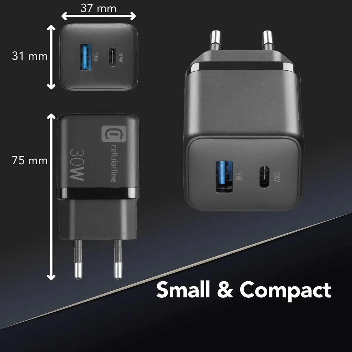 Sourcing 30W ultra-compact mains charger 2 ports Photo 5
