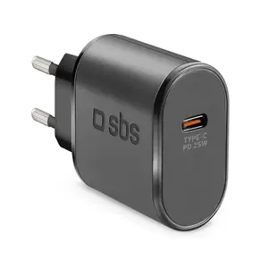 Настенный USB Type-C зарядное устройство SBS Mobile TETR1CPD25 для смартфона и планшета, 100–240В, чёрное