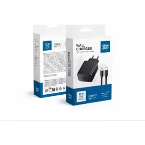 Power adapter blue star 25W 3A USB-C PD/QC4.0 with USB-C to USB-C cable (model TFB-TC-25WPD), black