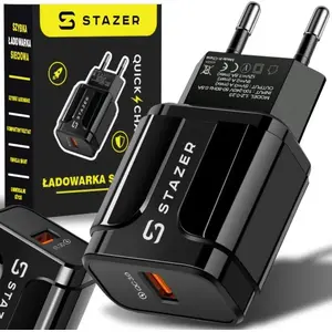 Wall Charger Stazer model 01673, 1x USB, Quick Charge compatible, black