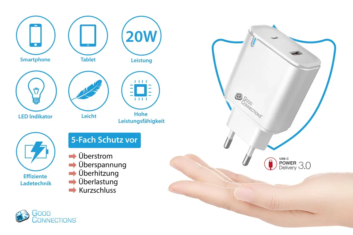 Alcasa PCA-W003W AC lādētājs — USB-C 20 W Photo 5