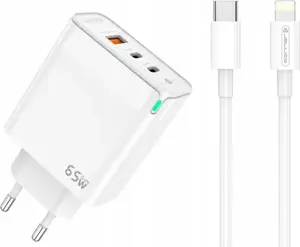 Lādētājs Jellico Quick 65W 2×USB-C + USB3.0 ar Lightning kabeli