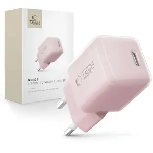 Power adapter Tech-Protect NCM25 USB-C PD 25W — compact network charger, Baby Pink