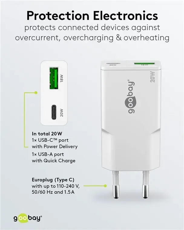 GOOBAY Dual Universal AC 28W lādētājs (1×USB‑C) Photo 2