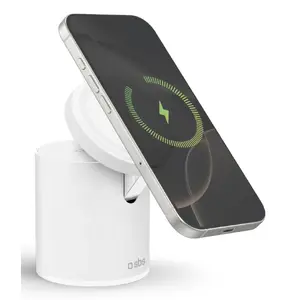 Wireless Fast Charger Skrzynkazdrewna TEWIRMAGFOLD2IN1 — 15W, USB‑C input, wireless, for smartphone and headset, white
