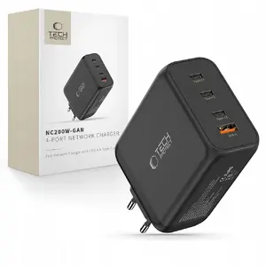 Сетевой зарядный адаптер Tech-Protect NC200W-GAN 4 порта PD 200W QC3.0 черный