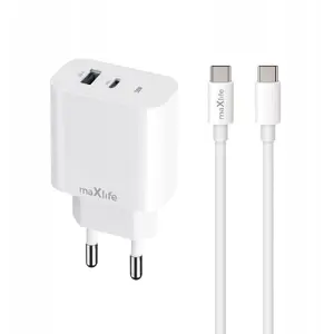 Tīkla lādētājs No name MXTC-06-30AC 30W 1x USB-C PD 1x USB QC balts ar USB-C–USB-C 60W kabeli