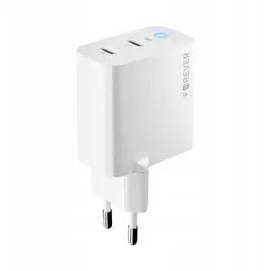 Сетевое зарядное устройство forever TC-06-65CC 65 Вт GaN PD QC 2× USB-C белое