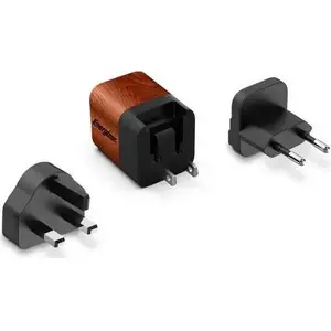 Power adapter Energizer A20MUWO — Energizer Ultimate GaN 20W PD multiplug (EU/UK/US), Walnut burl