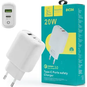 Tīkla lādētājs No name 35323 — Dual USB + USB-C 40W, DC26, barošanas adapteris