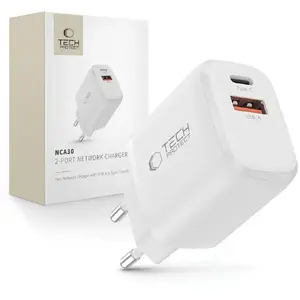 Tīkla lādētājs Tech-Protect NCA30 USB-A un USB-C PD 30W / QC3.0 balts
