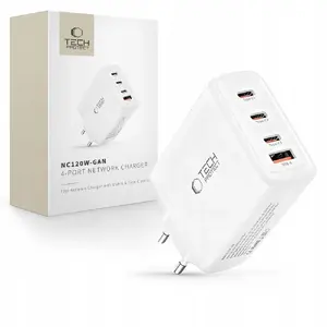 Сетевой адаптер Tech-Protect NC120W-GAN 4 порта PD 120W / QC3.0 белый