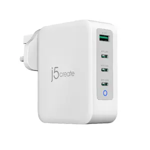 Triton 130W GaN USB-C 4-Port Charger JUP43130F-FN — 3x USB-C, UK plug, Grey/White