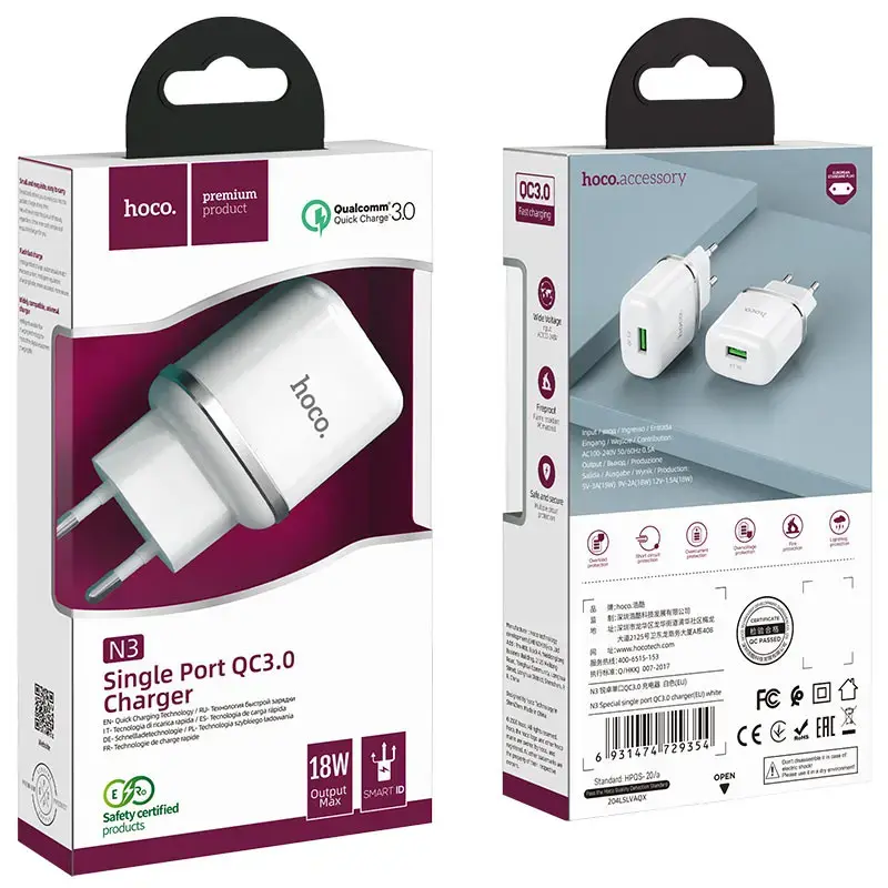 HOCO N3 Indoor AC Fast Charger 18W Photo 4