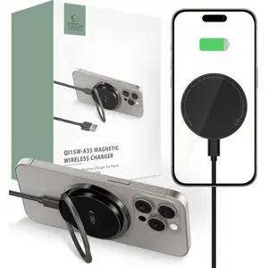 Беспроводная магнитная зарядка Tech-Protect QI15W-A33 — 15W Qi магнитная быстрая зарядка, чёрная
