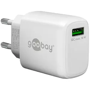 Зарядное устройство GOOBAY 61672 — универсальное настенное AC, вход 100–240 В, выход 3 A, USB 2.0, белое