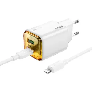 Сетевое зарядное устройство HOCO USB-A + USB-C QC3.0 PD 3A 20W с кабелем USB-C–USB-C N52 белое