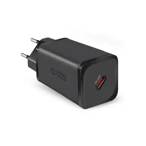 SBS Mobile indoor AC fast charger TETRGAN1C65W — 100–240V, 1x USB-C, black, for smartphone tablet laptop smartwatch headphones