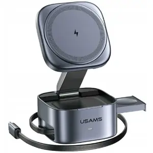 Wireless Charger 3-in-1 usams CD257 Qi2 — multi-device charging pad for phone, earbuds, smartwatch
