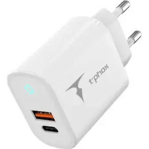 T-Phox power adapter 45W USB + USB-C, model GLORY, white