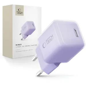 Power adapter Tech-Protect NCM25 1-port USB-C PD charger 25W, baby purple