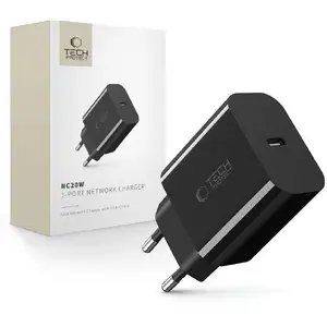 Power charger Tech-Protect PD20W black — USB PD 20W compact wall charger