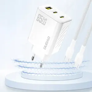 Dudao A29 65W GaN USB charger — 2× USB-C + 1× USB-A, white