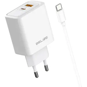 Сетевое зарядное устройство Beline 45W GaN USB-A и USB-C с кабелем USB-C—USB-C BLN2CW45C белое