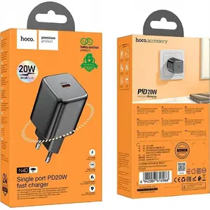 Wall Charger HOCO N40 USB-C PD 20W QC fast charging, model N40, black