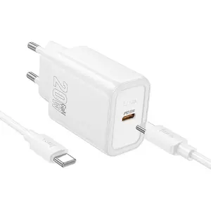 HOCO wall charger with USB-C PD/QC 20W and USB-C to Lightning cable N60 white