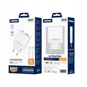 Зарядное устройство Jellico EU57 PD 20W 1×USB-C + 1×USB QC3.0 с кабелем USB-C—USB-C, белое