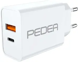 PEDEA travel dual USB charger 20 W PD, Type-A and Type-C, white, pack of 20