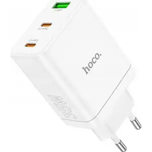 Strāvas adapteris HOCO N33 35W 2x USB‑C + 1x USB‑A PD QC3.0 3A balts