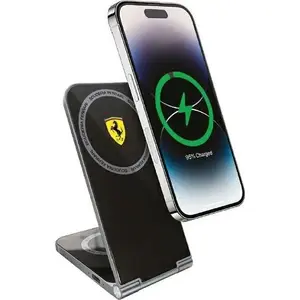 Charger Triton Ferrari folding 2-in-1 wireless charger 15W black with printed logo MagSafe