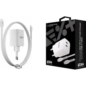Power adapter next one NEX-PO-C4-3 35W GaN 2x USB-C with USB-C cable, white