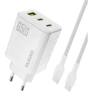 Dudao A29C 65W GaN USB-C wall charger with USB-C cable, white
