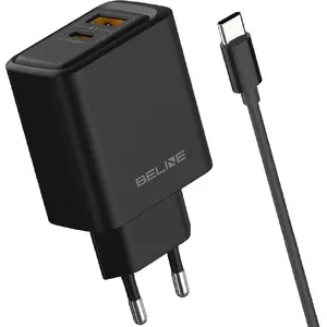 Сетевое зарядное устройство Beline 45W GaN с USB-A и USB-C и кабелем USB-C—USB-C BLN2CB45C черное