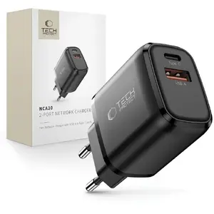 Сетевое зарядное устройство Tech-Protect NCA30 2 порта PD 30 Вт + QC3.0, чёрное