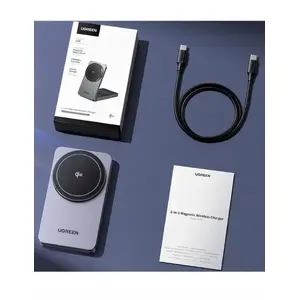 Магнитная беспроводная зарядка 2-в-1 UGREEN W706 MagSafe 15W (чёрная)