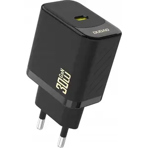 Dudao A27P 30W PD GaN USB-C sienas lādētājs — melns