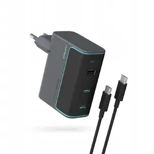 Сетевое зарядное устройство GaN 100W No name CUKAD1003EUG — 2× USB-C, 1× USB-A с кабелем USB-C, серое