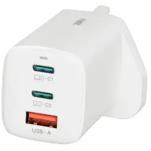 Tīkla lādētājs No name ILUC65WUK GaN PD65W USB-C ar USB-C kabeli un UK spraudni, balts