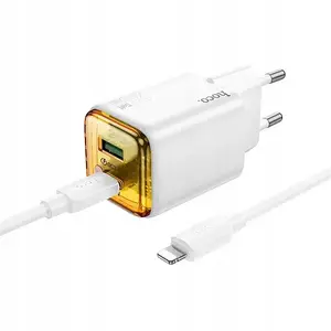 Сетевое зарядное HOCO с USB-A + USB-C QC3.0 PD 3A 20W и кабелем USB-C—Lightning N52 белый