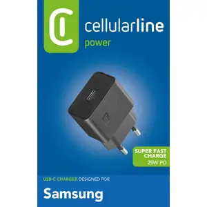 Mains USB-C Charger Sourcing 25W Super Fast PD, 1x USB-C, 110–240V, Black