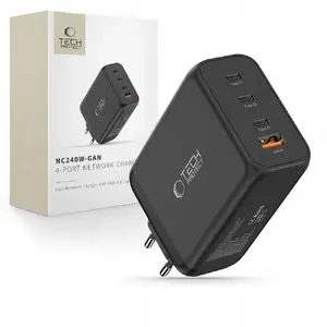 Сетевой зарядный устройство Tech-Protect NC240W-GAN 4-портовое PD 240W QC3.0 — GaN, чёрное