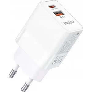 Сетевой адаптер yesido YC32 20W PD и QC3.0 USB-A + USB-C, белый