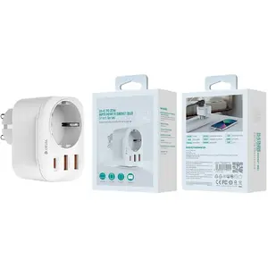 Power adapter Devia Smart PD 20W charger 1×USB‑C 2×USB white