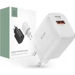 Power adapter Tech-Protect charger 1×USB-A + 1×USB-C 3A