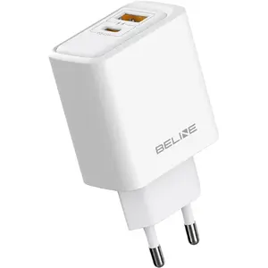 Сетевое зарядное устройство Beline BLN2CW45 45W GaN с USB-C и USB-A, белое